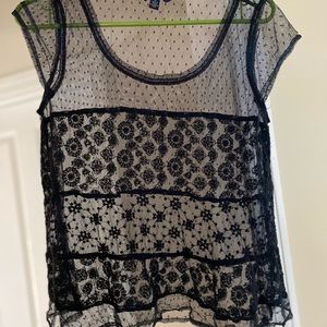 American Eagle Sheer Lace Black Top